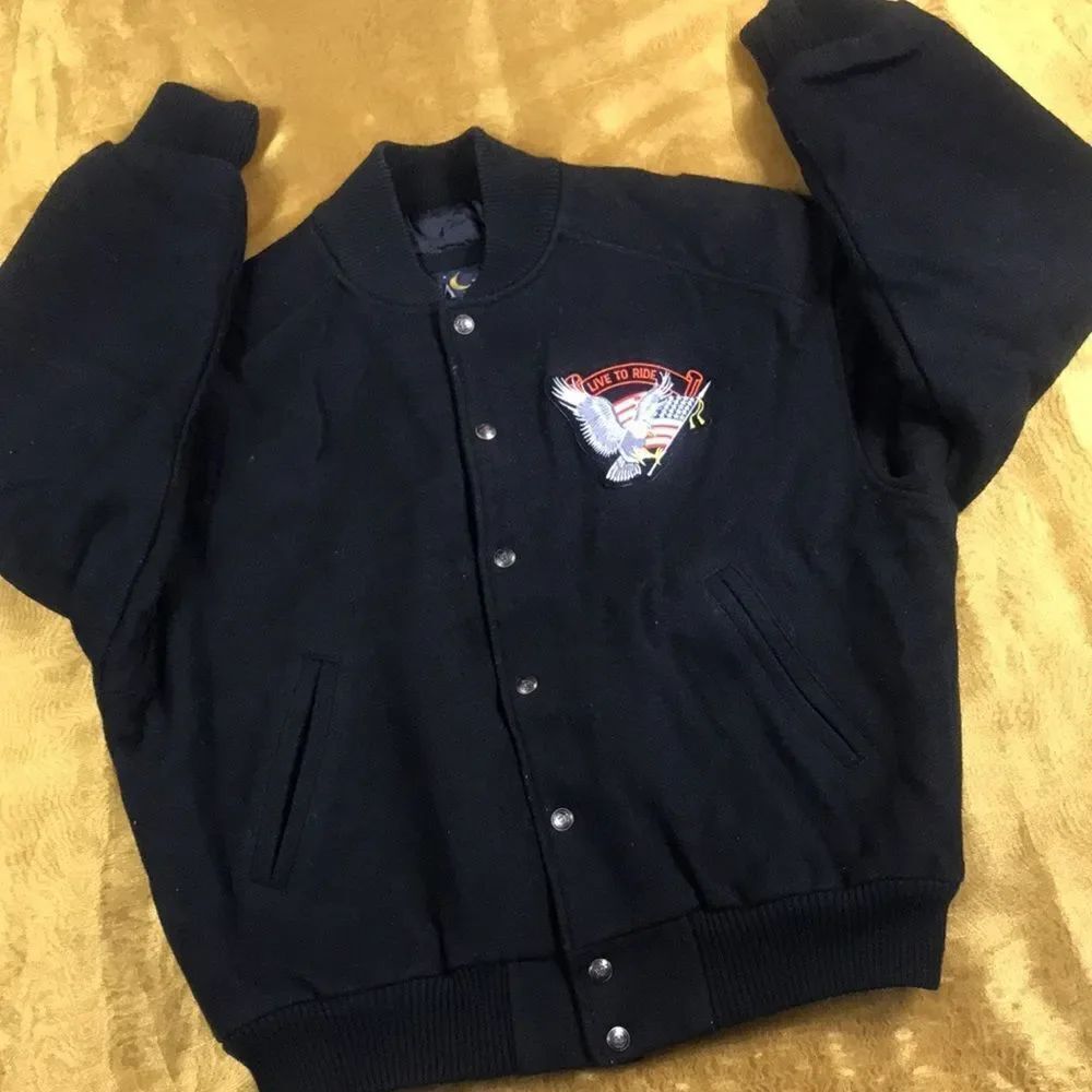 VTG LUNA PIER LIVE TO RIDE MEN JACKET SIZE M EMBROIDERED EAGLE LOGO ORIGINAL